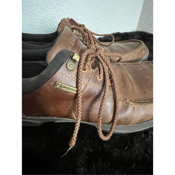 Olukai Makoa WP Shoes Men's 9.5 Brown Leather Waterproof Moc Toe Casual Oxford - Picture 8 of 8
